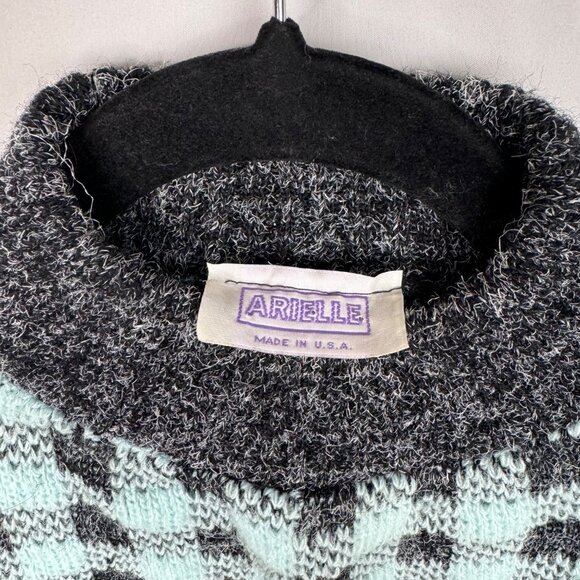 Vintage Arielle Grandmacore Granny Chic Floral & Checkered Cozy Knit Sweater Mad - Picture 4 of 7